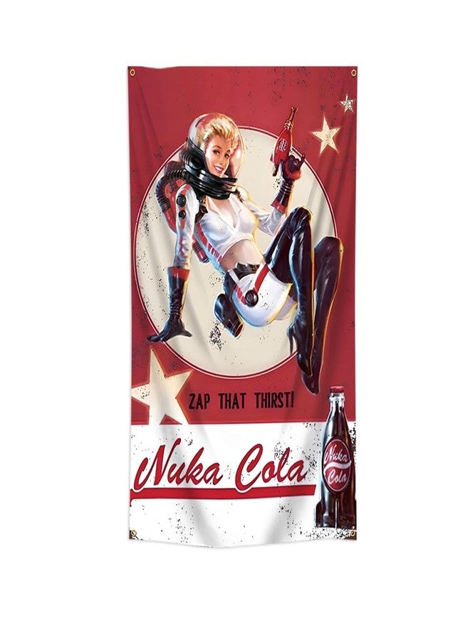 DecrPlus Nuka Tapestry Cola Girl Vintage Game Characters Decorative Banner Wall Hanging Flag (3x5ft,Vivid Color,150D Polyster) For Bar Cafe Home Garage Decor - Image 1